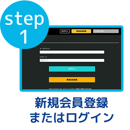 step1 新規会員登録またはログイン